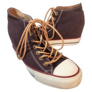 Converse CTAS Lux Women's High Top Suede Wedge Heel Lace-Up Sneakers Size 8